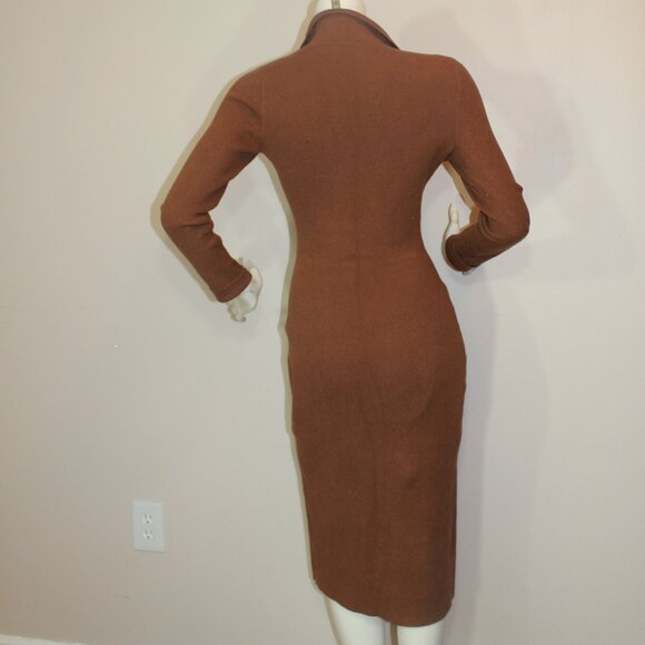Aritzia Babaton Wolfgang midi brown long sleeve dress knit size Medium - Picture 5 of 8